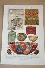 Antieke kleurenlitho - Japanse kunst en cultuur - Circa 1900, Antiek en Kunst, Ophalen of Verzenden