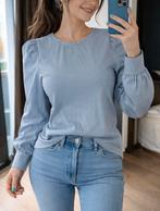 Blauw glad truitje met pofmouw van Object - maat M, Kleding | Dames, Tops, Maat 38/40 (M), Blauw, Ophalen of Verzenden, Zo goed als nieuw