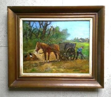 Boer met paard en wagen - Pieter van den Bergh 1865-1950 beschikbaar voor biedingen