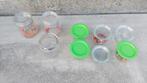 5 kleine Weck potjes + 4 afsluitdeksels groen + beugelweckpo, Huis en Inrichting, Ophalen, Gebruikt, Glas, Pot, Bus of Blik