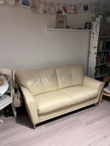 Leren bank - gebroken wit - MOET WEG