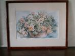 Schilderij bloemen aquarel Coraline Bäcker met lijst 87x68, Ophalen