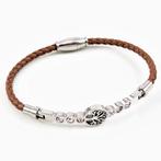 Bruin Leren Armband Strass Levensboom Stalen Elementen, Met kristal, Staal, Birgitta-Gracht 33, 6465 EL Kerkrade, Nederland, Verzenden
