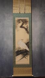 Hangende rol schilderij - Zijde - White Hawk - Oda Hekiyo, Antiek en Kunst, Ophalen of Verzenden