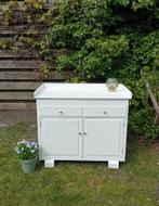 Stevige vintage witte commode, Gebruikt, 50 tot 70 cm, 75 tot 100 cm, Opstaande rand