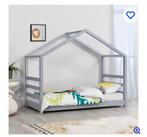Kinderbed huisje grijs 160x80, Ophalen, 70 tot 85 cm, Zo goed als nieuw, Matras