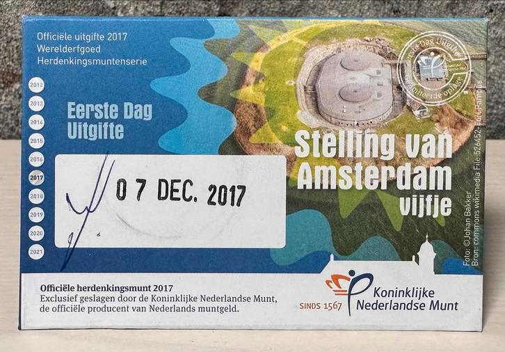 Stelling van Amsterdam Vijfje Eerste Dag Uitgifte Coincard, Postzegels en Munten, Munten | Nederland, Losse munt, Euro's, Koningin Beatrix