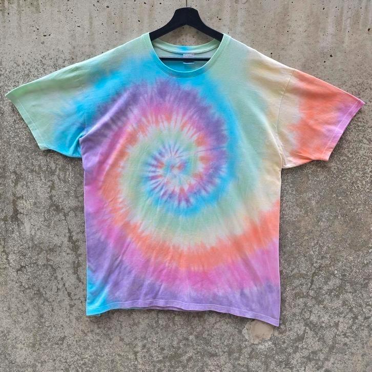 Pastel regenboog tie dye fret & maan t-shirt unisex maat 4XL, Kleding | Heren, Grote Maten, Nieuw, Shirt, Overige kleuren, Ophalen of Verzenden