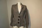 Moq vintage jasje fijn zwart wit pepita ruitje grote knopen, Maat 38/40 (M), Verzenden, Zwart, Moq