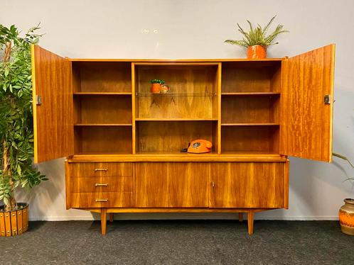 vintage highboard jaren 60/70 retro design dressoir  kast, Huis en Inrichting, Kasten | Dressoirs, Gebruikt, 150 tot 200 cm, 25 tot 50 cm