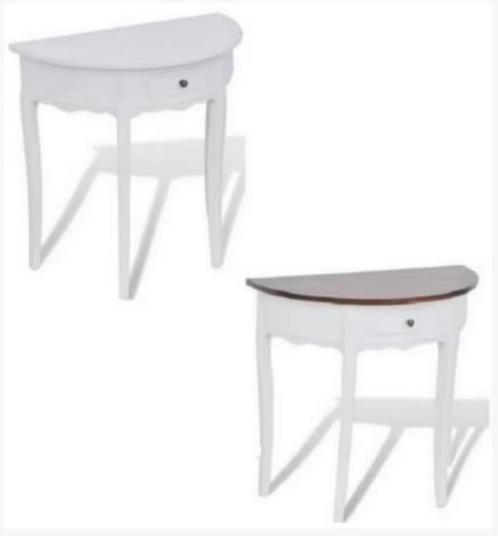 Sidetable wandtafel halfrond wit bruin + lade GRATIS BEZORGD, Huis en Inrichting, Tafels | Sidetables, Nieuw, 25 tot 50 cm, 50 tot 100 cm
