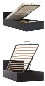 Zwart eenpersoons bed met opbergruimte, 100 cm, Eenpersoons, Zwart, Ophalen of Verzenden