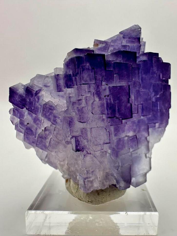 Paars ‘QR-code’ Fluoriet - Xinjiang, China, Verzamelen, Mineralen en Fossielen, Mineraal, Ophalen of Verzenden