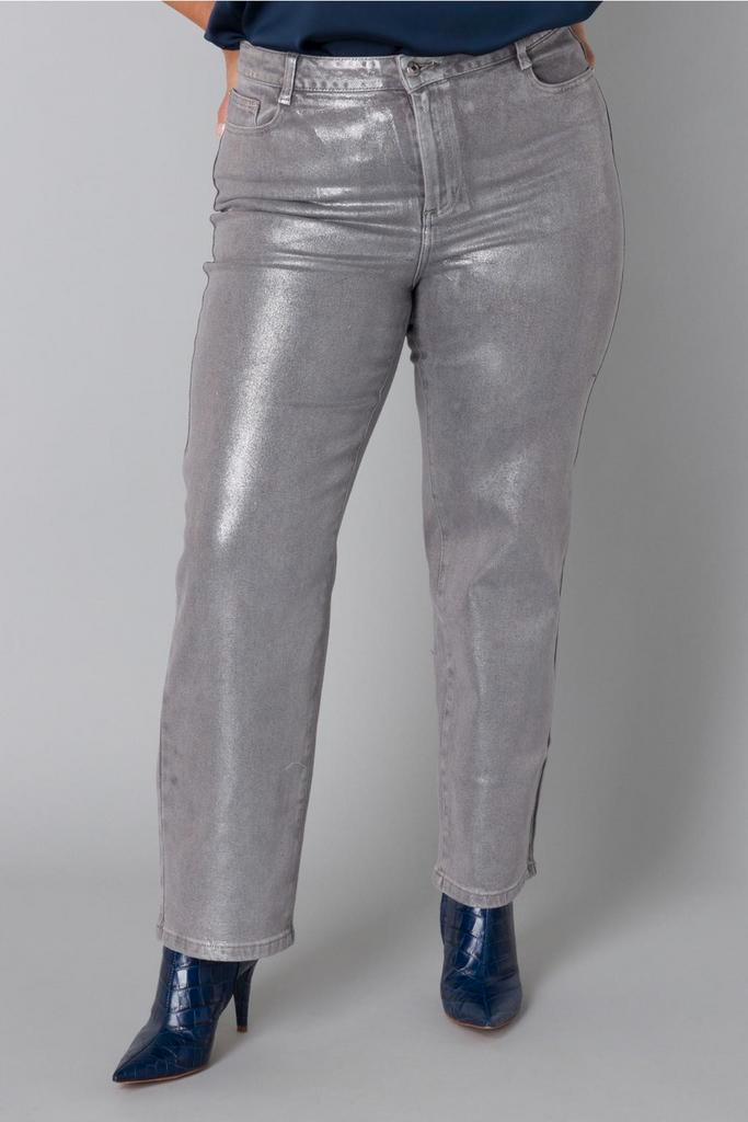 Zilver coated broek Tamara van Yest Curve Maat 52 (3), Kleding | Dames, Grote Maten, Nieuw, Broek of Spijkerbroek, Grijs, Ophalen of Verzenden