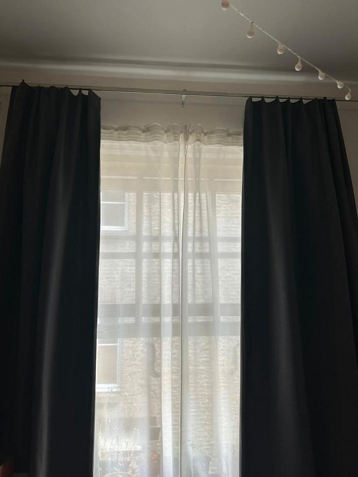 Grijze verduisterende gordijnen, Huis en Inrichting, Stoffering | Gordijnen en Lamellen, Zo goed als nieuw, 200 cm of meer, 200 cm of meer