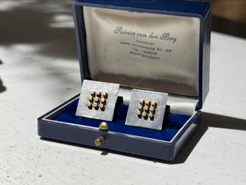 Unieke manchetknopen Zilver 800 & 14k Goud. beschikbaar voor biedingen