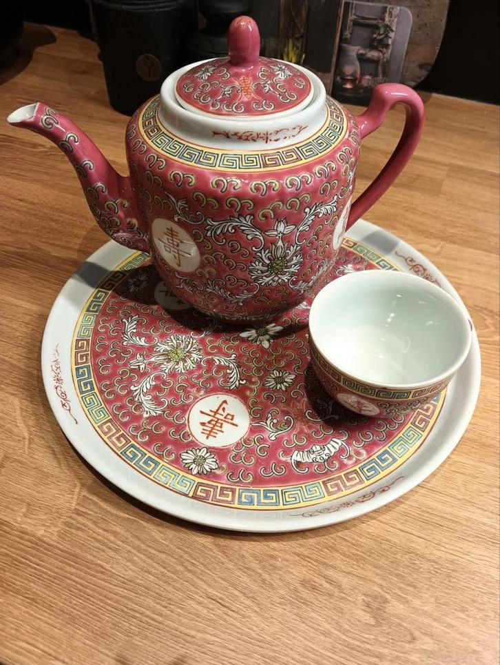 Chinees Familie Rose Theeset - Theepot, Schaal & Kopje, Antiek en Kunst, Antiek | Keramiek en Aardewerk, Ophalen