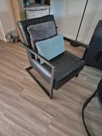 Antraciet/Zwarte Fauteuil met Metalen Frame, Huis en Inrichting, Ophalen, Gebruikt, Minder dan 75 cm, Metaal