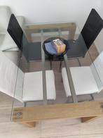 Glazen Eettafel met 4 Stoelen, Huis en Inrichting, Tafels | Eettafels, 100 tot 150 cm, Ophalen of Verzenden, Vier personen, Rechthoekig