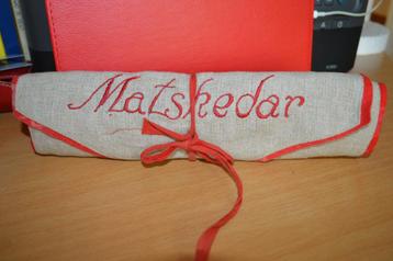 oude ZWEEDSE eetlepel  (MATSKEDAR)bewaarrol voor 12 lepels . beschikbaar voor biedingen
