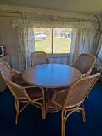 9 delig rotan vintage look huiskamer- eethoek meubilair, Ophalen, Zo goed als nieuw