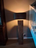 Prachtige meerpaal lamp met bruine stoffen kap, Ophalen, 100 tot 150 cm, Stof, Landelijk