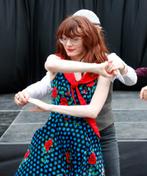 Hearts & Roses rockabilly polka dot jurk maat s, Kleding | Dames, Blauw, Ophalen of Verzenden, Zo goed als nieuw, Maat 36 (S)