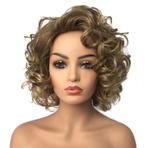 Moderne pruik kort haar met losse krullen, Verzenden, Nieuw, Pruik of Haarverlenging