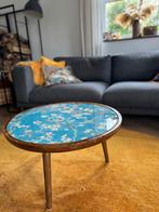 Vintage retro salontafel met van Gogh print en epoxy, Huis en Inrichting, Tafels | Salontafels, Ophalen, Rond, 50 tot 100 cm, Zo goed als nieuw