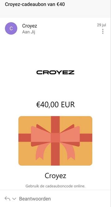 Croyez Cadeaubon 20 euro beschikbaar voor biedingen