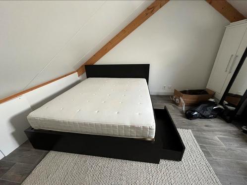 IKEA Brimnes bed met matras, Huis en Inrichting, Slaapkamer | Bedden, Gebruikt, Tweepersoons, 180 cm, 200 cm, Hout, Zwart, Verstelbaar