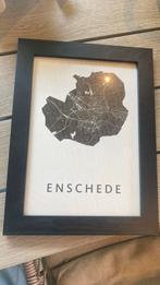 Kortkartellet kaart van Enschede  in lijst A4, Ophalen of Verzenden, Zo goed als nieuw, Minder dan 50 cm
