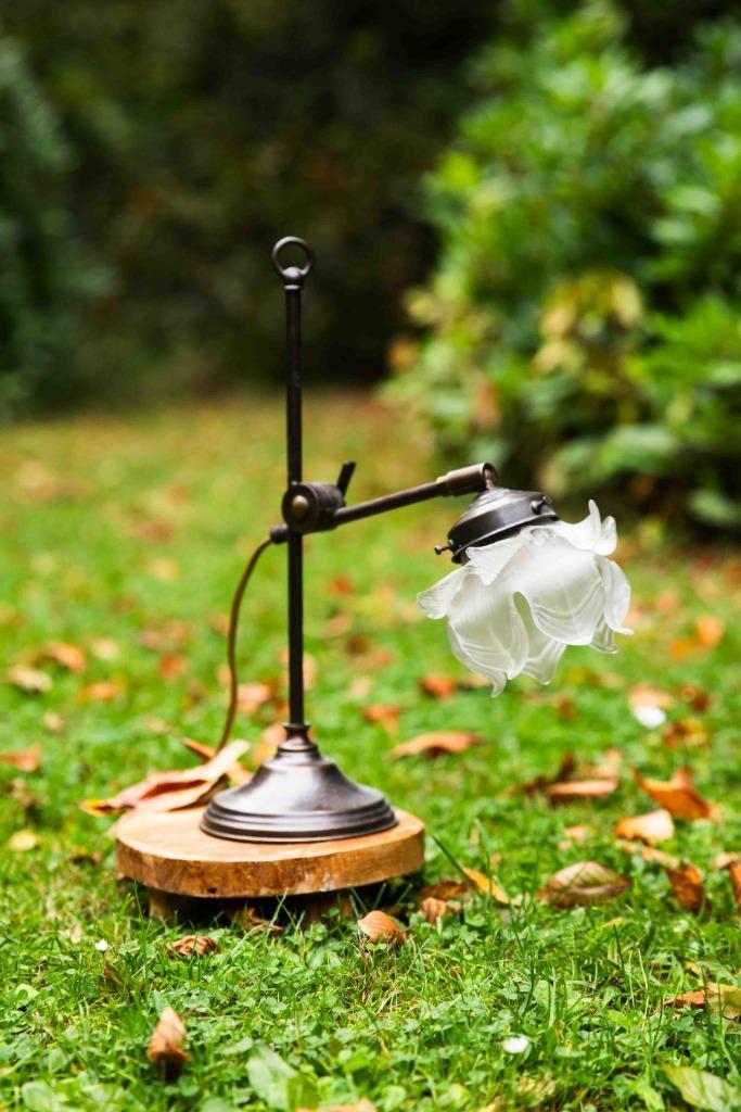 Tulipa Vintage lamp, Huis en Inrichting, Lampen | Tafellampen, Zo goed als nieuw, 50 tot 75 cm, Glas, Metaal, Ophalen of Verzenden