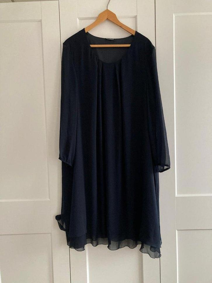 Voile jurk Samoon donkerblauw maat 56, Kleding | Dames, Grote Maten, Zo goed als nieuw, Jurk, Blauw, Ophalen of Verzenden
