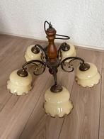 Klassieke hanglamp met 5 glazen kappen, Ophalen, Zo goed als nieuw, Minder dan 50 cm, Klassiek