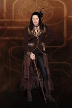Steampunk outfit  set - Maat S, 4 stuks kleding, accessories, Carnaval, Ophalen of Verzenden, Zo goed als nieuw, Kleding