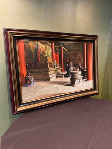 Prachtig mooi schilderij Chinese afbeelding met lijst  beschikbaar voor biedingen