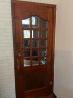 Mahonie Binnendeur met Glas, Doe-het-zelf en Verbouw, Deuren en Horren, Ophalen, Gebruikt, 80 tot 100 cm, Binnendeur