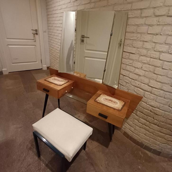 Kaptafel met bankje - Vintage Stijl, Huis en Inrichting, Tafels | Kaptafels, Gebruikt, Minder dan 100 cm, 50 tot 100 cm, Hout