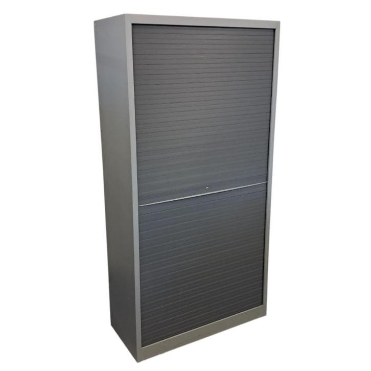 Kinnarps Rolluik Kast Zilvergrijs Donkergrijs H197xB100xD45, Huis en Inrichting, Kasten | Roldeurkasten en Archiefkasten, Gebruikt