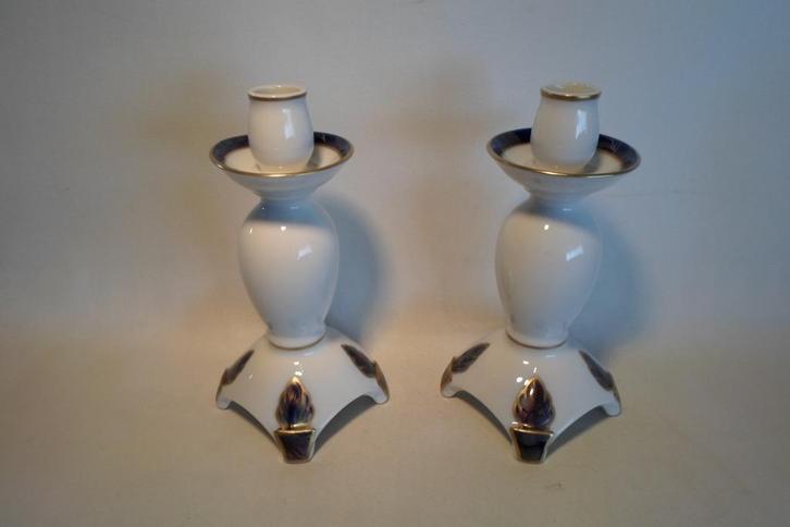 Kandelaars Moga Romania Cobalt Goud, Antiek en Kunst, Antiek | Porselein, Ophalen of Verzenden