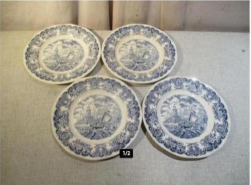 4 Prachtige Retro Borden - Historical ports of England, Antiek en Kunst, Antiek | Servies los, Ophalen of Verzenden