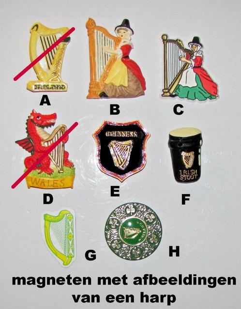 Magneten met een (Keltische) harp erop en Guinness, Verzamelen, Overige Verzamelen, Zo goed als nieuw, Ophalen of Verzenden
