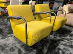 2 Nieuw Leolux Scylla fauteuil geel design stoel leer stof, Nieuw, Leer, Ophalen of Verzenden