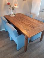 Eettafel met 4 gratis stoelen, Ophalen, Gebruikt, Teakhout, 50 tot 100 cm