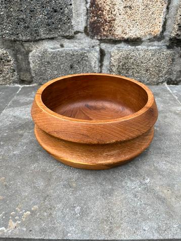 Vintage grote teakhouten kom - 25,5x10cm beschikbaar voor biedingen
