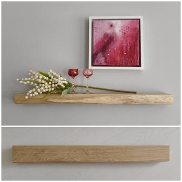 Zwevende wandplank - decoratief schap eikenhout 63cm #109 beschikbaar voor biedingen