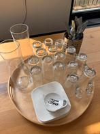 Glazen en Servies Set met Gebaksbordjes, Huis en Inrichting, Ophalen, Glas of Glazen, Effen, Glas