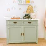 Mooie sfeervolle authentieke Olive commode kast 1910, Kinderen en Baby's, Kinderkamer | Commodes en Kasten, Voetruimte, Minder dan 50 cm