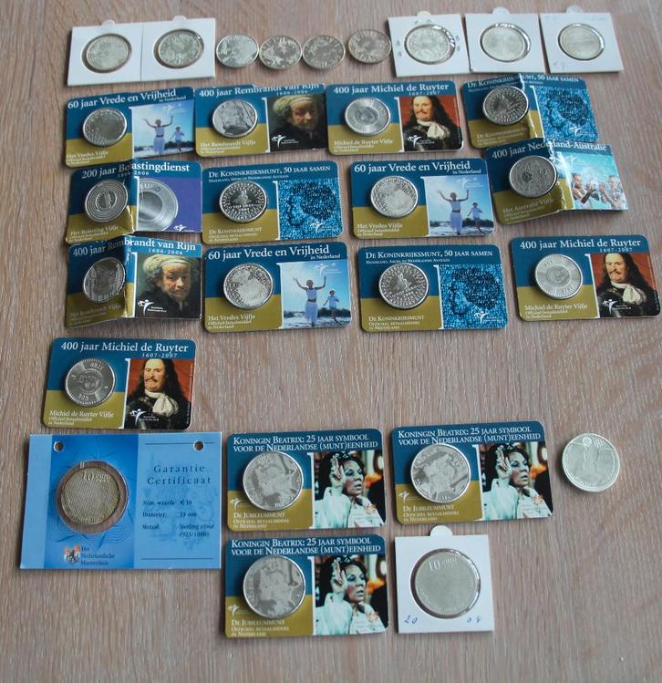 Partij zilver netto 340 gram in € 5 en € 10 Beatrix, Postzegels en Munten, Munten | Nederland, Setje, Overige waardes, Koningin Beatrix
